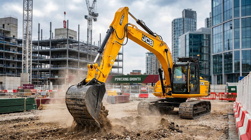 Heavy construction machinery on site